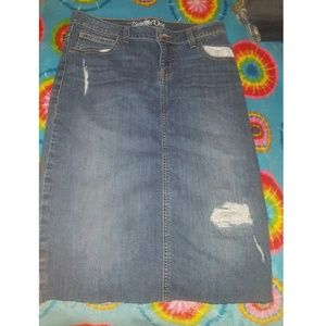 Below knee jean skirt